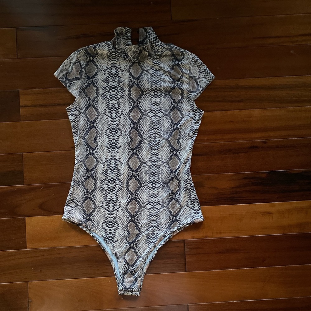 super soft snakeskin high neck body suit